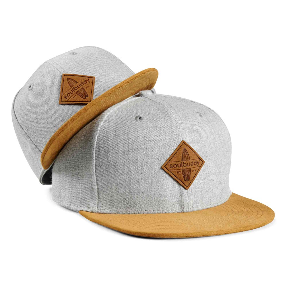 Soulbuddy Partnerlook Snapback Caps 2er-Set für Eltern und Kind in Hellgrau – Eltern- und Kinder-Cap im Set, Vorderansicht