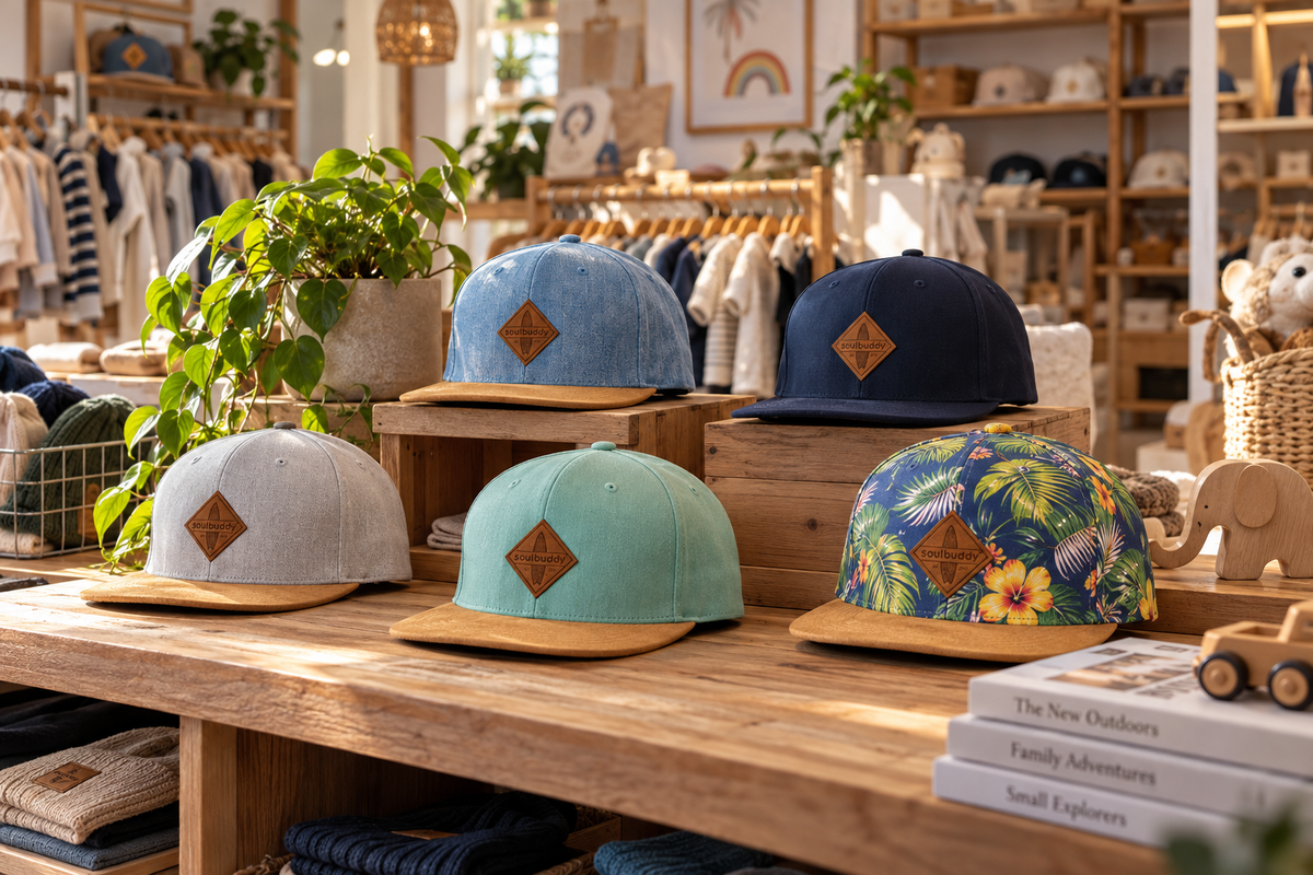 Présentation des casquettes et bonnets Soulbuddy chez un revendeur en boutique