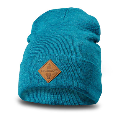 Soulbuddy Beanie Mütze für Erwachsene in Petrol Melange – Produktansicht