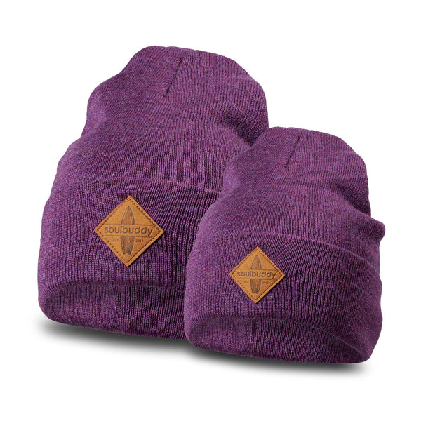 SOULBUDDY Beanies Set of 2 in Purple Melange