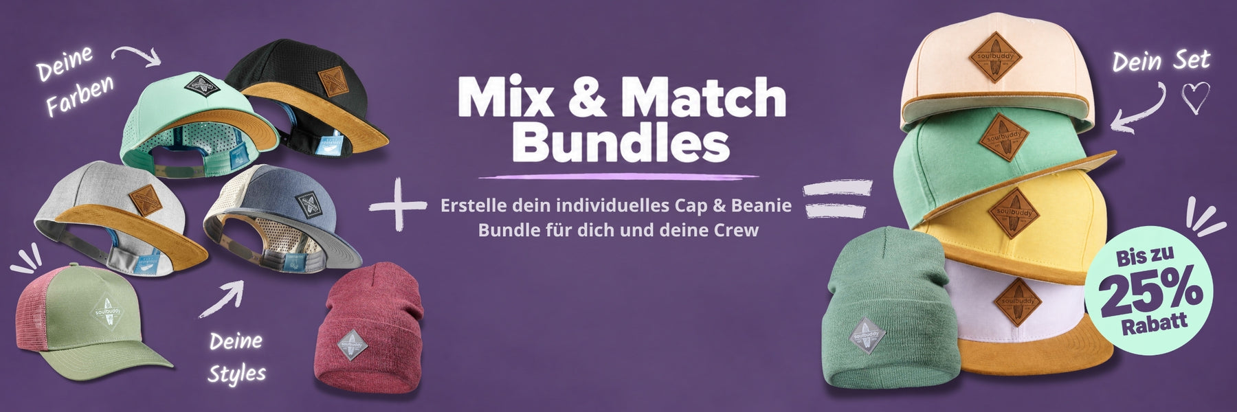 Mix & Match Bundles: Erstelle dein individuelles Cap & Beanie Bundle für dich und deine Crew – bis zu 25 % Rabatt