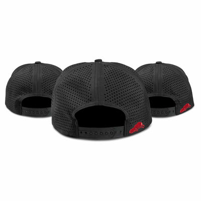 Soulbuddy Familien Partnerlook Performance Caps 3er-Set in Black Red – Rückansicht mit Stick