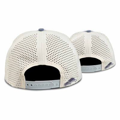 Soulbuddy Partnerlook Performance Caps 2er-Set für Eltern und Kind in Blue Cream – Rückansicht mit Stick