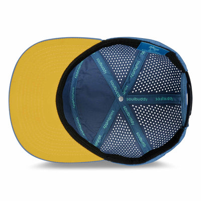 Soulbuddy Performance Cap für Damen und Herren in Blue Yellow – Ansicht von unten