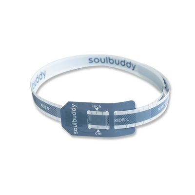 Mètre ruban Soulbuddy bleu-blanc pour mesurer le tour de tête