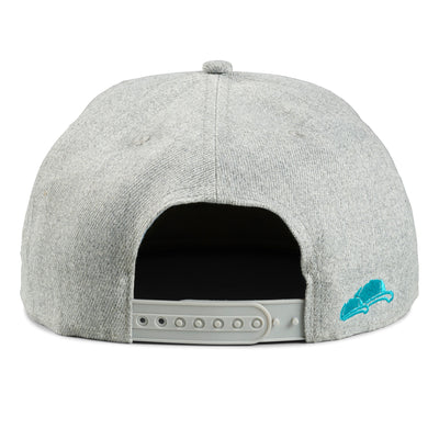 Soulbuddy Snapback Cap für Damen und Herren in Grau-Petrol – Rückansicht mit Stick
