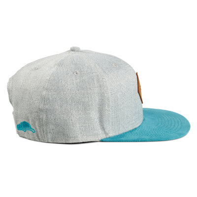 Soulbuddy Snapback Cap für Damen und Herren in Grau-Petrol – Seitenansicht