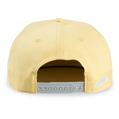 Soulbuddy Snapback Cap für Damen und Herren in Hellgelb – Rückansicht mit Stick