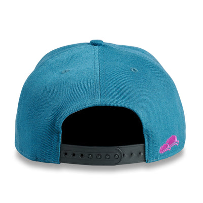 Soulbuddy Snapback Cap für Damen und Herren in Petrol Lila – Rückansicht mit Stick