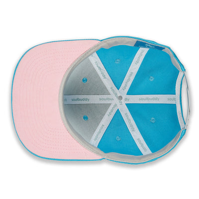 Soulbuddy Snapback Cap für Damen und Herren in Skyblue Pink – Innenansicht