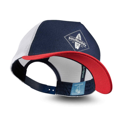 Soulbuddy Trucker Cap für Damen und Herren in Blau-Rot – Produktansicht