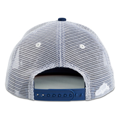 Soulbuddy Trucker Cap für Damen und Herren in Blau-Rot – Rückansicht mit Stick