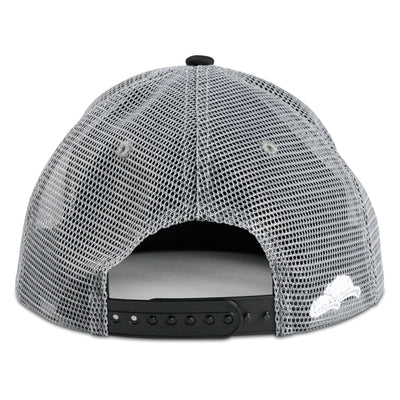 Soulbuddy Trucker Cap für Damen und Herren in Schwarz-Grau – Rückansicht mit Stick
