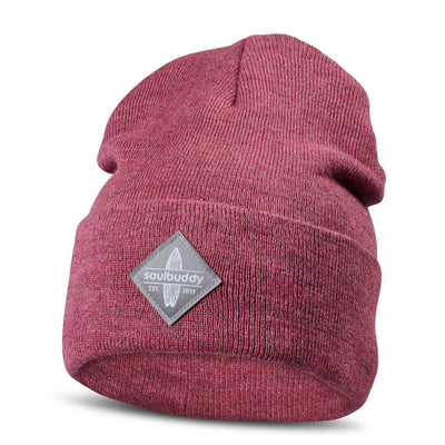Soulbuddy Beanie Mütze für Erwachsene in Berry Melange – Produktansicht