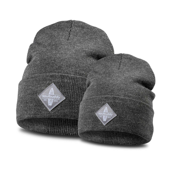 SOULBUDDY Beanies Set of 2 in Dark Grey Melange
