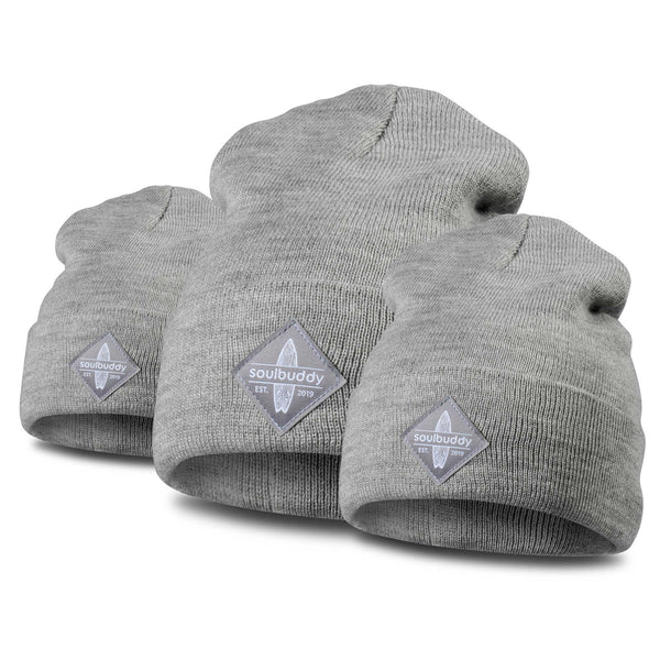 FAMILY Beanies Set of 3 in Light Grey Melange