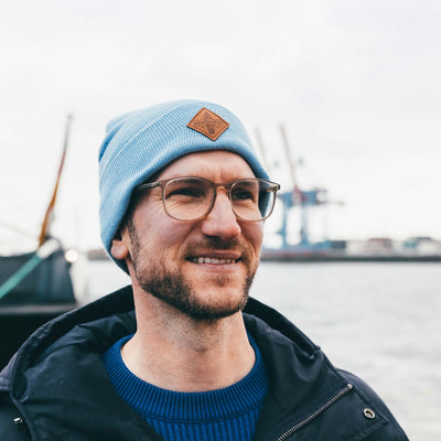 Soulbuddy Beanie Mütze für Erwachsene in Hellblau Melange – im Alltag getragen