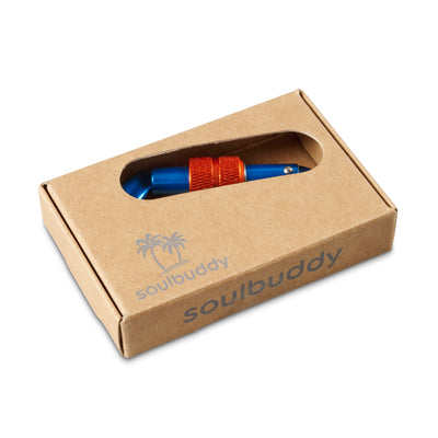 Soulbuddy Cap Karabiner zum Befestigen an Taschen in Blau – mit Karton-Verpackung