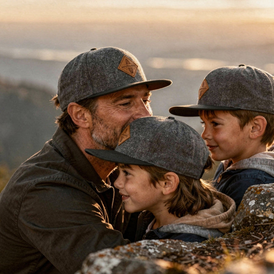 Familien aus unserer Community mit ihren Soulbuddy Caps & Beanies im Partnerlook