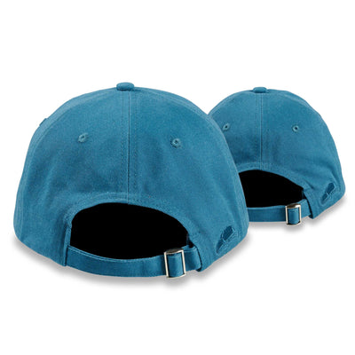 Soulbuddy Partnerlook Dad Hat Basecaps 2er-Set für Eltern und Kind in Petrol – Rückansicht mit Stick