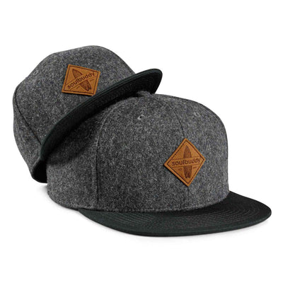 Soulbuddy Partnerlook Snapback Caps 2er-Set für Eltern und Kind in Dunkelgrau – Eltern- und Kinder-Cap im Set, Vorderansicht
