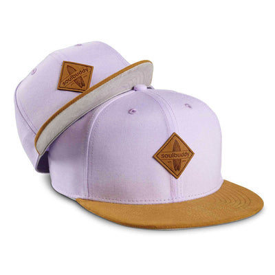 Soulbuddy Partnerlook Snapback Caps 2er-Set für Eltern und Kind in Flieder – Eltern- und Kinder-Cap im Set, Vorderansicht