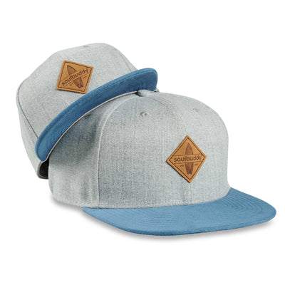 Soulbuddy Partnerlook Snapback Caps 2er-Set für Eltern und Kind in Grau-Blau – Produktfoto