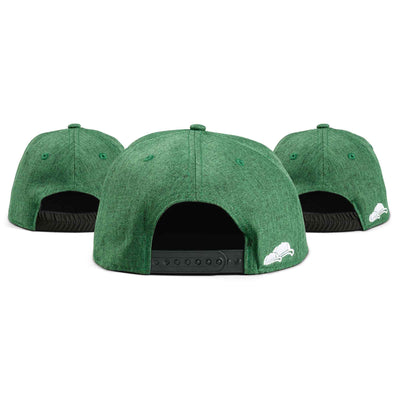 Soulbuddy Familien Partnerlook Snapback Caps 3er-Set in Dunkelgrün – Rückansicht mit Stick, Kinder-Caps mit flachem Schirm