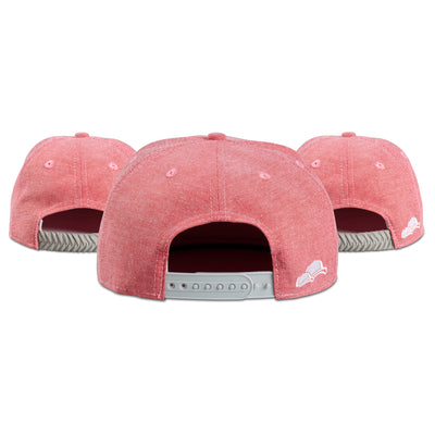 Soulbuddy Familien Partnerlook Snapback Caps 3er-Set in Hellrot – Rückansicht mit Stick, Kinder-Caps mit flachem Schirm