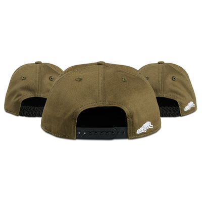 Soulbuddy Familien Partnerlook Snapback Caps 3er-Set in Olivgrün – Rückansicht mit Stick, Kinder-Caps mit flachem Schirm