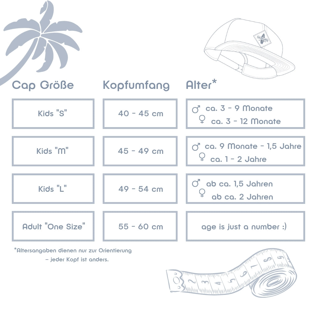 Größentabelle Snapback Caps