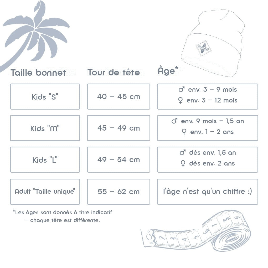 Größentabelle Soulbuddy Familien Partnerlook Beanies 3er-Set