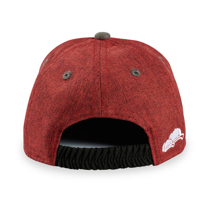 Soulbuddy Kinder Snapback Cap in Dunkelrot – Rückansicht mit Stick (Kids S)