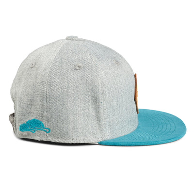 Soulbuddy Kinder Snapback Cap in Grau-Petrol – Seitenansicht (Kids S)