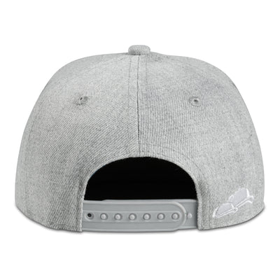 Soulbuddy Kinder Snapback Cap in Hellgrau – Rückansicht mit Stick (Kids M/L mit Snapback-Verschluss)