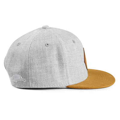 Soulbuddy Kinder Snapback Cap in Hellgrau – Seitenansicht (Kids M/L mit Snapback-Verschluss)