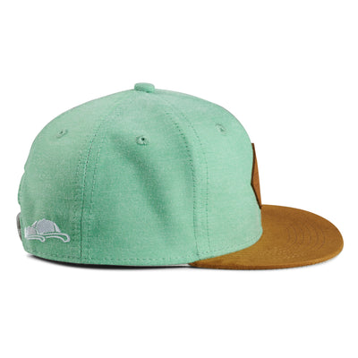 Soulbuddy Kinder Snapback Cap in Mintgrün – Seitenansicht (Kids M/L mit Snapback-Verschluss)