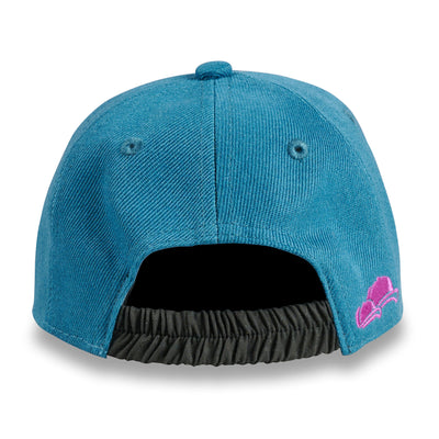 Soulbuddy Kinder Snapback Cap in Petrol Lila – Seitenansicht (Kids S mit Gummiband)