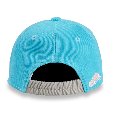 Soulbuddy Kinder Snapback Cap in Skyblue Pink – Rückansicht mit Stick (Kids S)