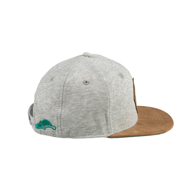 Soulbuddy x Werder Bremen Kinder Snapback Cap in Grau – Seitenansicht mit Stick (Kids M/L mit Snapback-Verschluss)