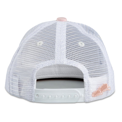 Soulbuddy Kinder Trucker Cap in Rosa-Weiß – Rückansicht mit Stick