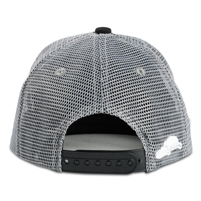 Soulbuddy Kinder Trucker Cap in Schwarz-Grau – Rückansicht mit Stick