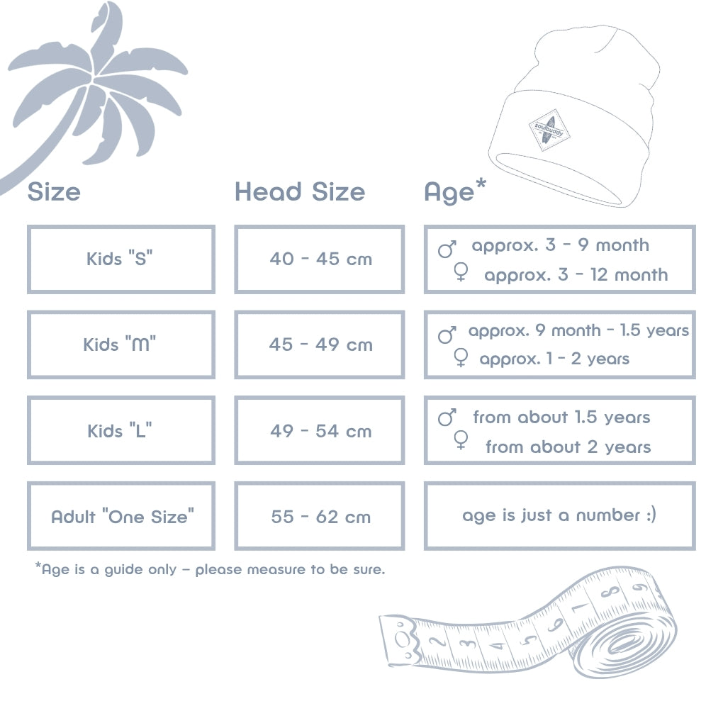 Größentabelle Soulbuddy Partnerlook Beanies 2er-Set für Eltern und Kind
