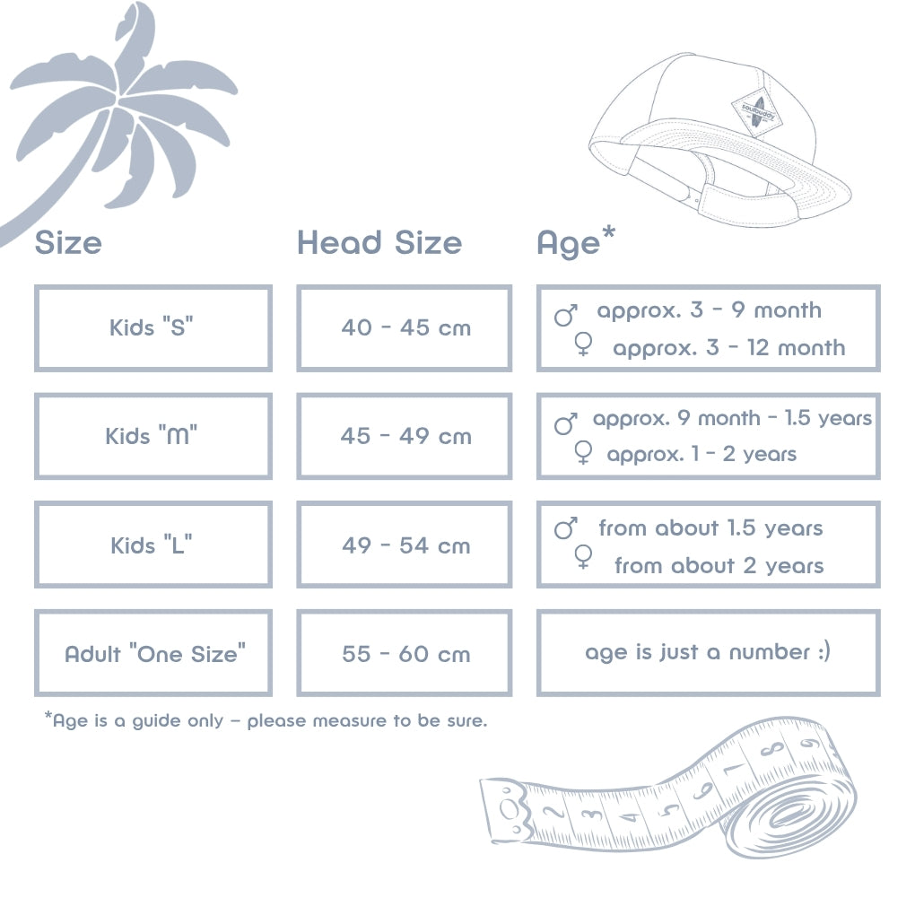 Größentabelle Soulbuddy Familien Partnerlook Snapback Caps 3er-Set